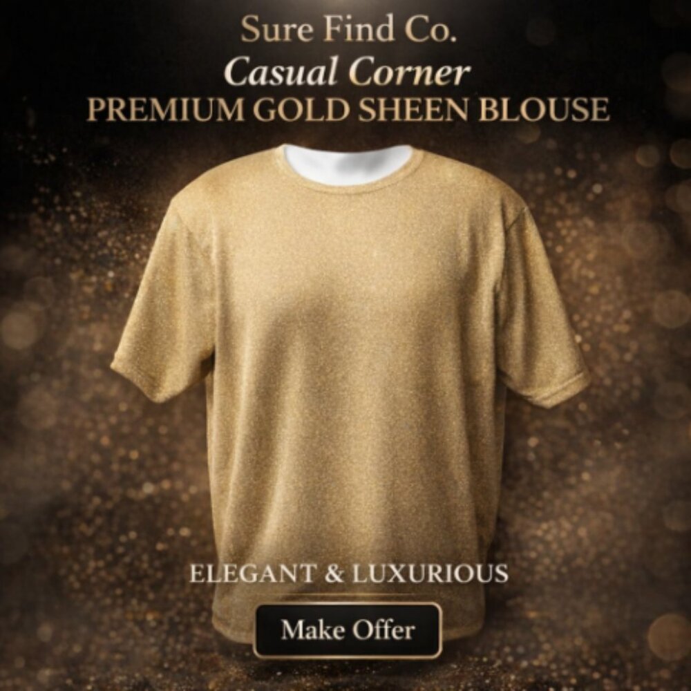 Casual Corner VTG Gold Metalic Sheen Dressy Blouse Women's Size Medium Glam Top